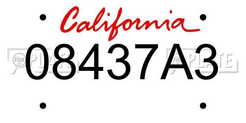 08437A3 California License Plate