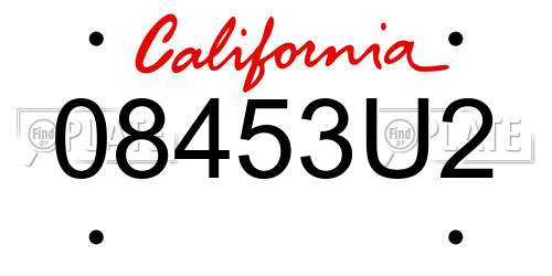 08453U2 California License Plate