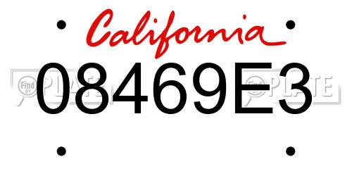 08469E3 California License Plate