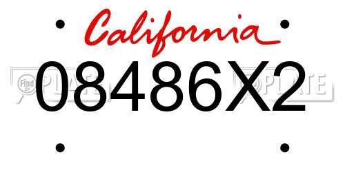 08486X2 California License Plate