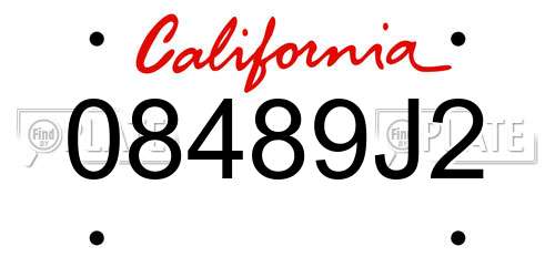 08489J2 California License Plate
