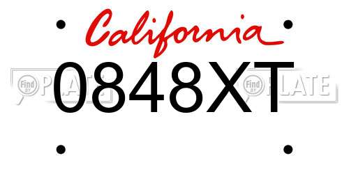0848XT California License Plate