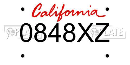 0848XZ California License Plate