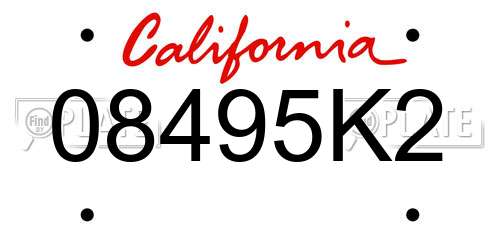 08495K2 California License Plate