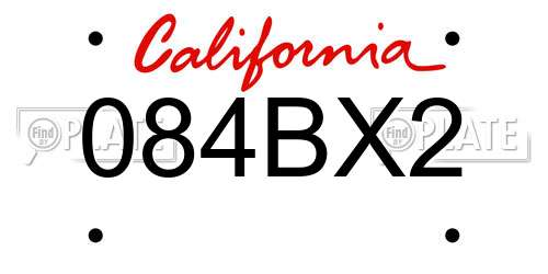 084BX2 California License Plate