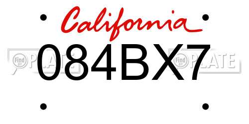084BX7 California License Plate