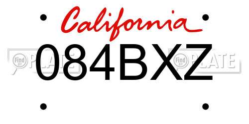 084BXZ California License Plate
