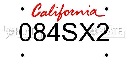 084SX2 California License Plate