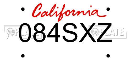 084SXZ California License Plate