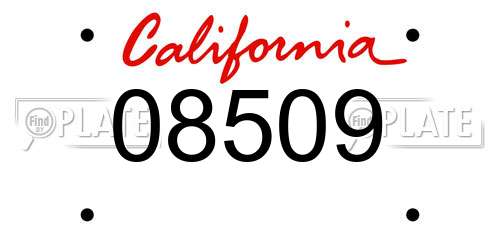 08509 California License Plate