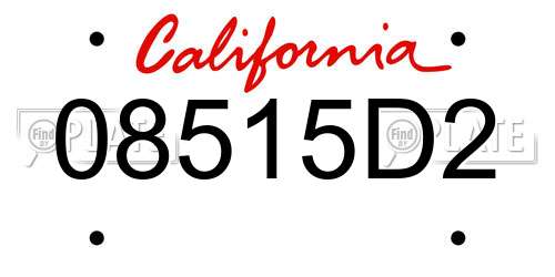 08515D2 California License Plate