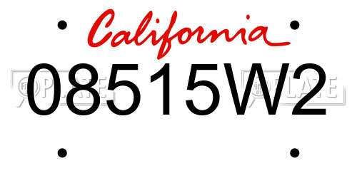 08515W2 California License Plate