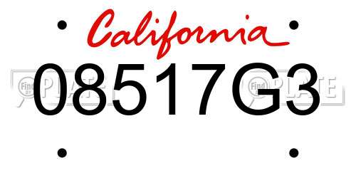 08517G3 California License Plate