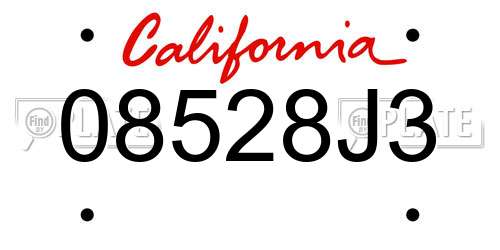 08528J3 California License Plate
