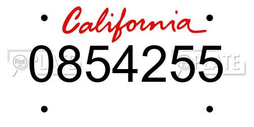 0854255 California License Plate