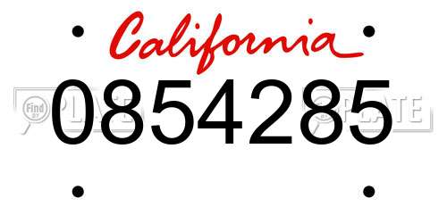 0854285 California License Plate