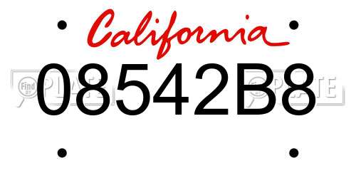 08542B8 California License Plate