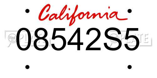 08542S5 California License Plate