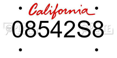 08542S8 California License Plate