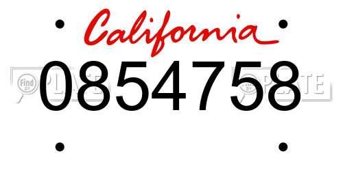 0854758 California License Plate