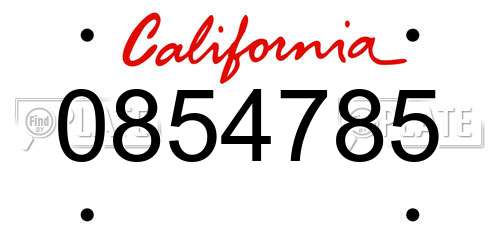 0854785 California License Plate