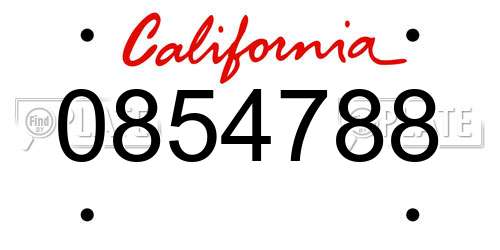 0854788 California License Plate