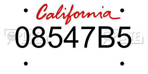 08547B5 California License Plate