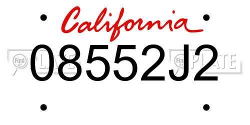 08552J2 California License Plate