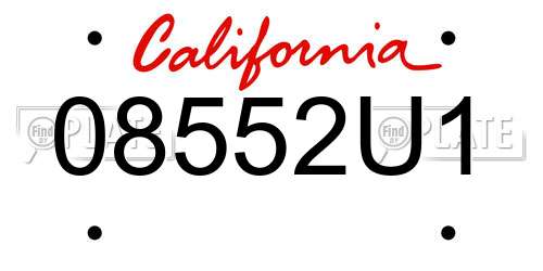 08552U1 California License Plate