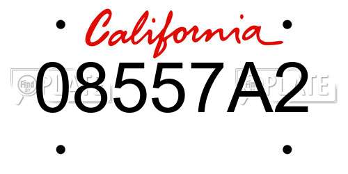 08557A2 California License Plate