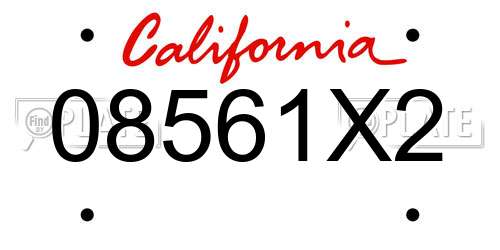 08561X2 California License Plate