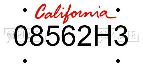 08562H3 California License Plate