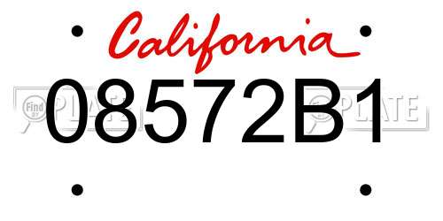 08572B1 California License Plate