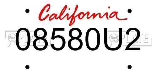 08580U2 California License Plate