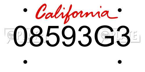 08593G3 California License Plate