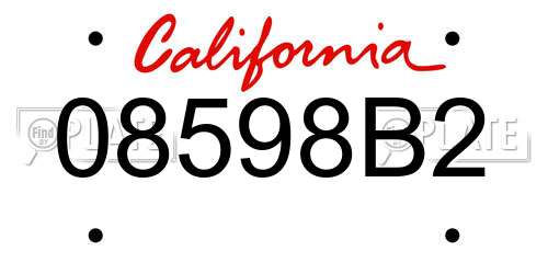 08598B2 California License Plate