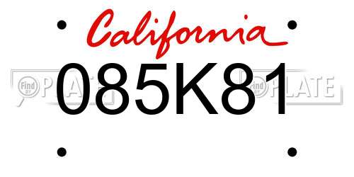 085K81 California License Plate