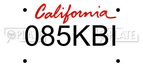 085KBI California License Plate