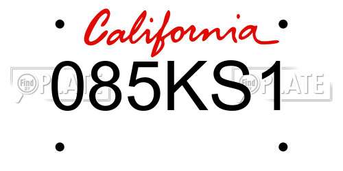 085KS1 California License Plate