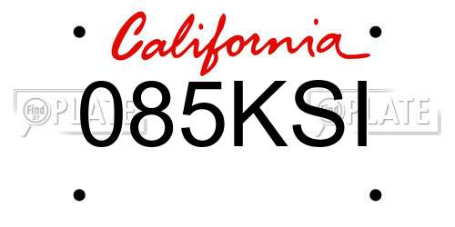 085KSI California License Plate