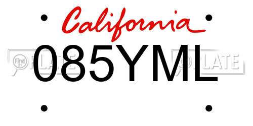 085YML California License Plate
