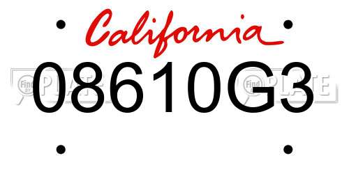 08610G3 California License Plate