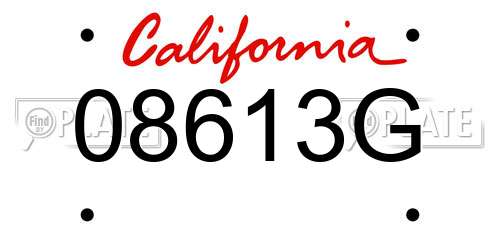 08613G California License Plate