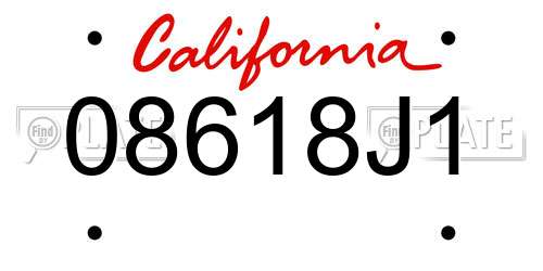 08618J1 California License Plate