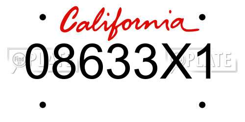 08633X1 California License Plate