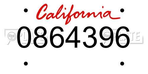 0864396 California License Plate