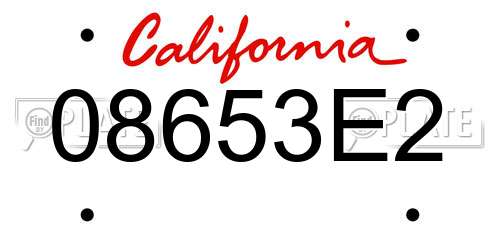08653E2 California License Plate