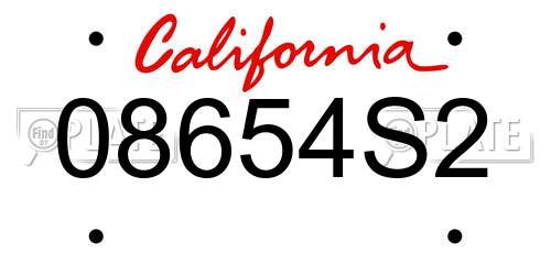 08654S2 California License Plate