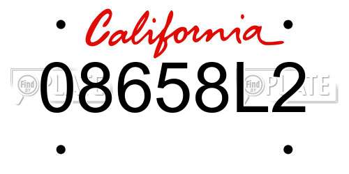 08658L2 California License Plate