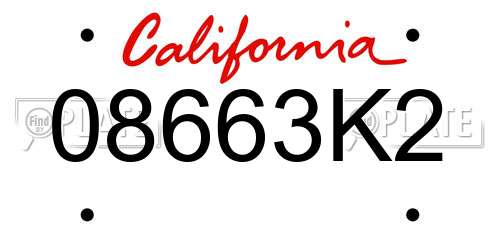 08663K2 California License Plate